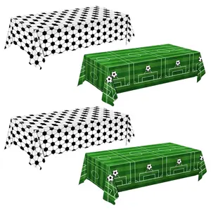 4 Pack Soccer Theme Tablecloth Set, Plastic Table Cover 54 X 108 Inch, Football Party Decorations for Birthday, Game Day, Sports Events Supplies, Durable Plastic Decor