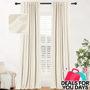 Inovaday 2pcs Blackout Curtains Linen Curtains For Living Room, Back Tab Thermal Insulated Black Out Curtains Farmhouse Style Heavy Duty Easy Maintenance Outdoorfun