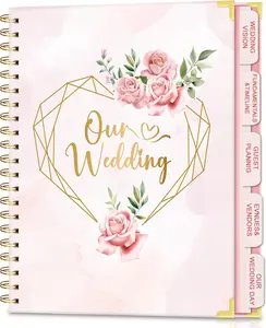 Wedding Planner For Bride-Bridal Wedding Planning binder With 5 Tabbed Sections+Wedding Countdown Calendar, Engagement Gifts For Couples, Love