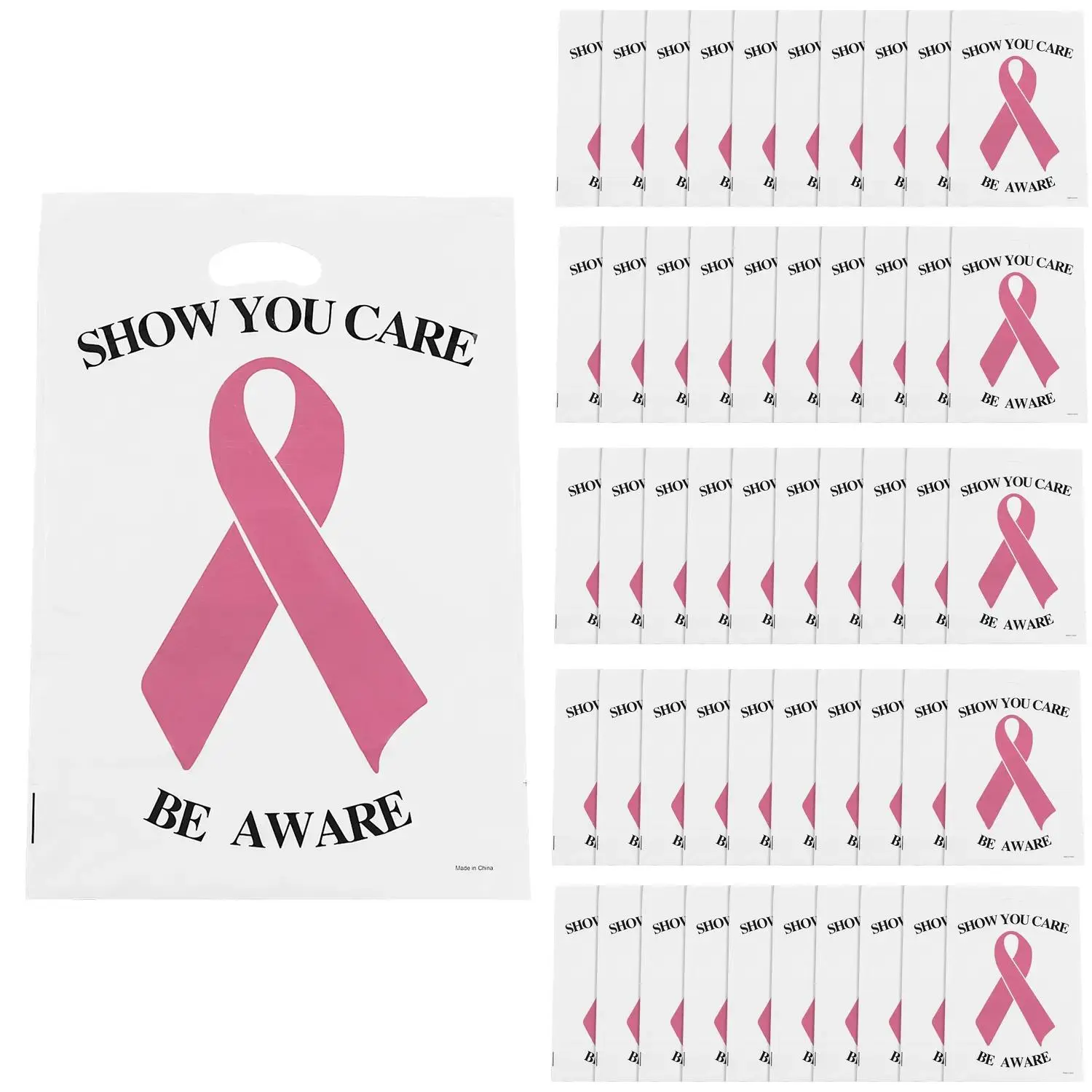 Bulk 150 Pc. Pink Ribbon Goody Bags