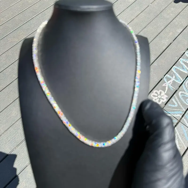 VVS Moissanite Tennis Necklace in .925 Sterling Silver, 17ct 3mm Stones, 16 Inch Unisex Jewelry, GRA Certified, Moissanite Jewelry