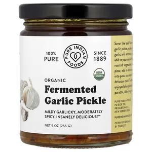 Pure Indian Foods Organic Fermented Garlic Pickle, 9 oz (255 g)