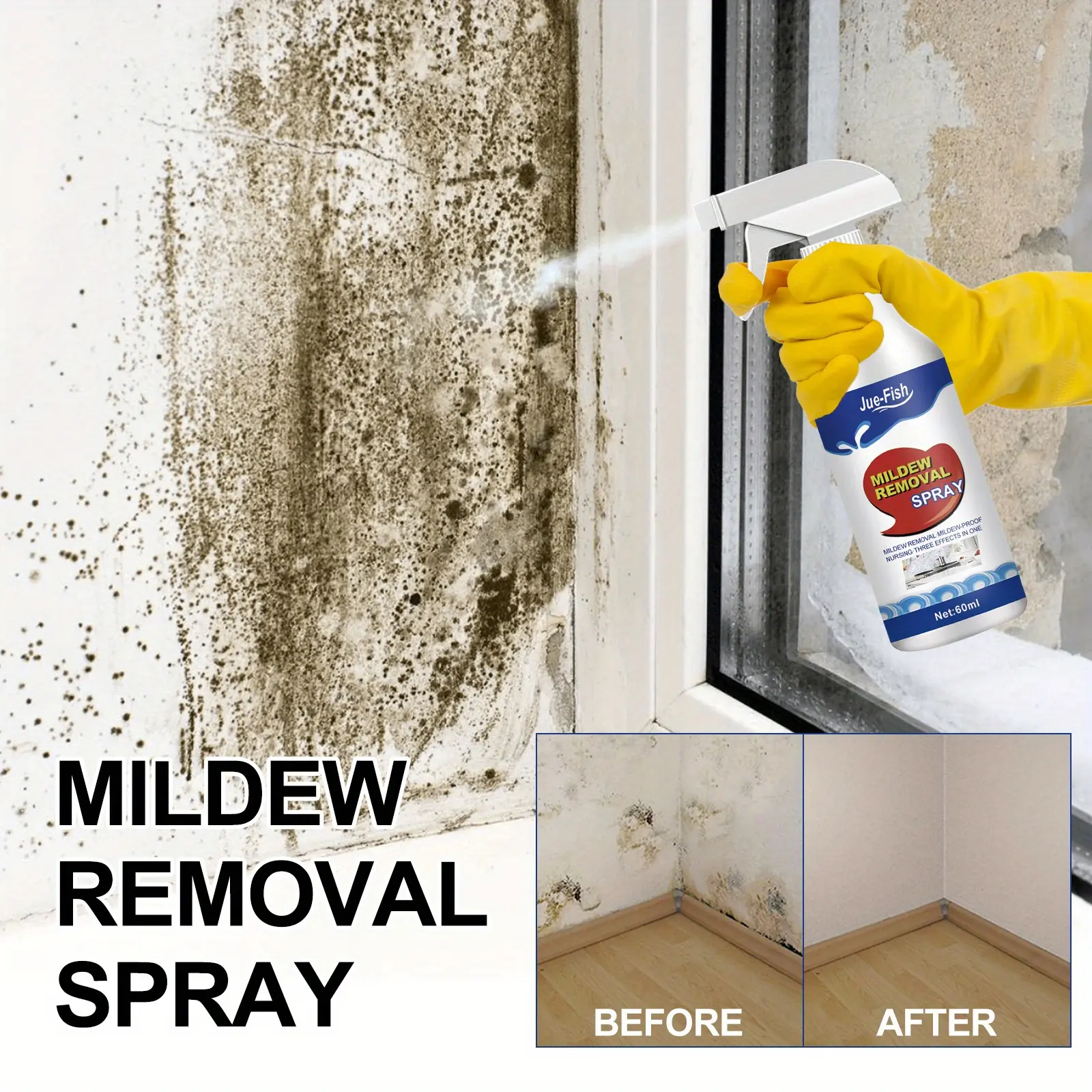 Jue-Fish Ant Mold Agent Cleaning Wall Ceiling Bathroom Tile Mildew Spot Multi-Effect Mildew Removal Spray Household