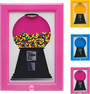Candy Dispenser Picture Hanging Frame Gumball Machine for Handy Fast Distribution of Candies Nuts Dog & Cat Treats Perfect Birthday & Holiday Gift Wrap Picture Frame with Push-Button Release & Child-Pet Safe Materials
