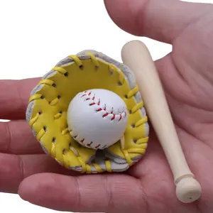 3 Piece Mini Baseball Model Set (4 Colors), Dollhouse Miniature Decor, Pocket DIY Scene Accessories, Collector's Gift, Collectible Figurines, Ages 14+