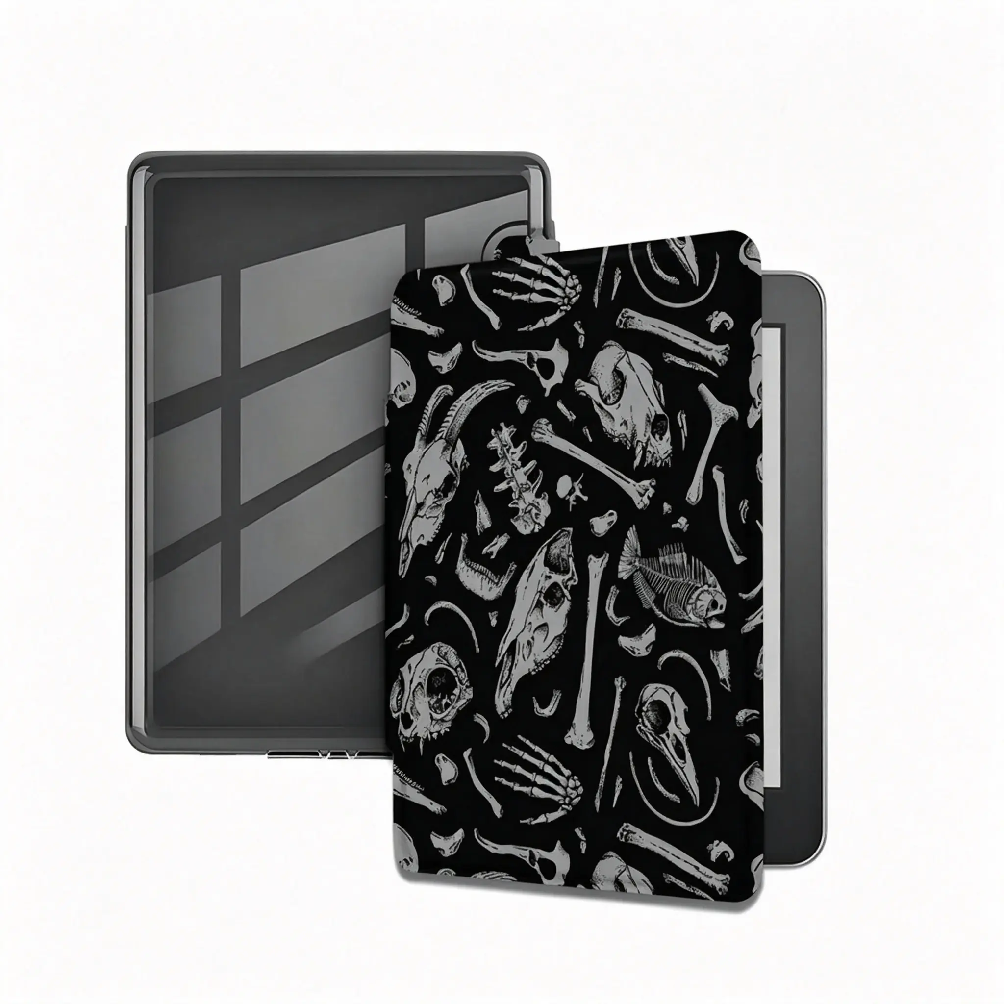 Skeleton-Themed Protective Case for 7/6.8/6-in Kindle Paperwhite (5th-12th Generations, 2024/2025 Models) - Super-Clear TPU Cover, Soft Transparent TPU Back, Captivating Illustrations, Wrist Strap, Perfect Fit for Reading