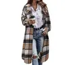Angerella Women's Checkered Corduroy Shacket - Soft Fabric, Loose Long-Sleeve, Lapel Button-Down, Below-Knee Casual Coat/Jacket for Daily Wear, Night Out