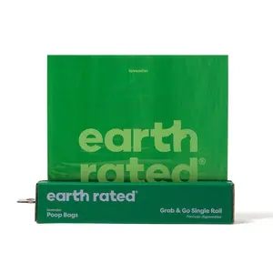 Earth Rated | Dog Poop Bags, Thick Grab and Go Single Roll, 100 Bags, Lavender Scented, Recycled Plastic, Leakproof, Durable, High Quality, Eco-Friendly, 8"x13"