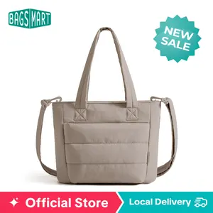 【NEW IN】BAGSMART Upgraded Mini Bubble Puffy Tote Bag Longer Length Added Shoulder Strap Durable Quilted Laptop Tote for Travel Work Summervibes