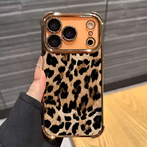 Luxury Gold Leopard Shadow, anti drop and anti slip TPU all inclusive lens phone protective case, suitable for iPhone 17, 16, 15, 14, 13, 12, 11, XS X and other series models, can be given as a gift to friends or family