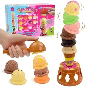 Ice Cream Design Hand-Eye Coordination Parent-Child Interactive Table Game, Kids Stacking Building Blocks, Stacker, Fun Birthday Gift for Boys Girls