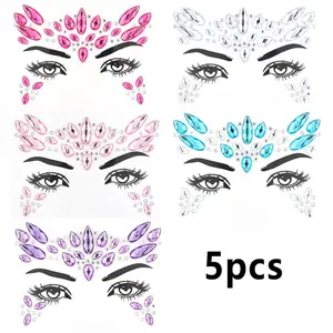 Rhinestone Face Decoration Sticker, 5 Counts Face Decoration Sticker, Face Decorations for Cosplay Party, Nail Art Decoration, Party Decoration Accessories
