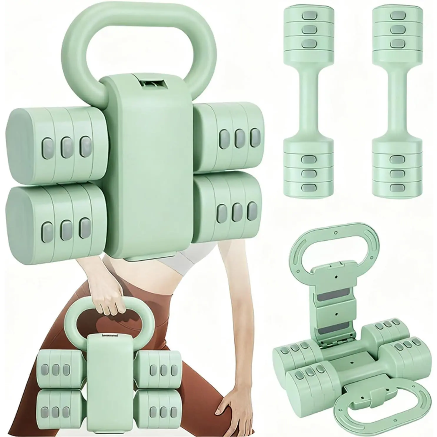 Adjustable Dumbbell Set of 2, 4 in 1 Free Weights Dumbbells Set for Women with  Adjustment, Each 2lb 3lb 4lb 5lb Hand Weights Set for  Gym Exercise