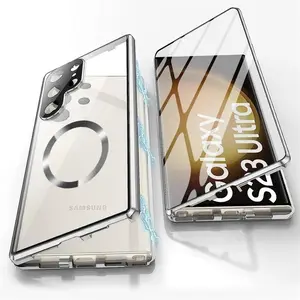 Magnetic Full-Cover Transparent Anti-Drop Durable Protective Phone Case Casing Accessories for Samsung Galaxy S25 Ultra S24 Ultra S23 Ultra S22 Ultra S21 Ultra Protector