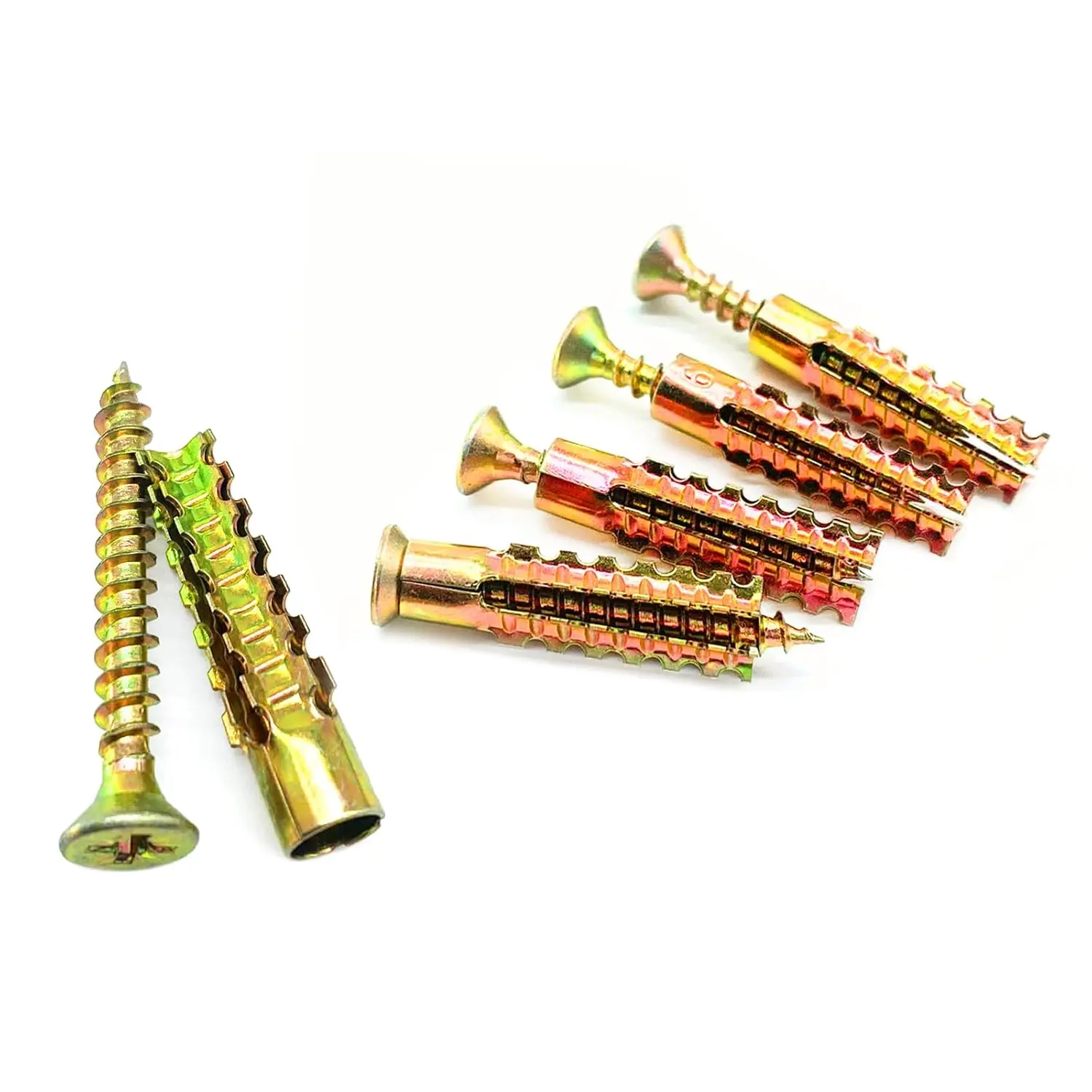 High-Strength Steel Drywall Anchors Screws Bolt Set - M6*100 Metal Tube Expansion Bolts, Self-Tapping Fasteners for Plaster/Concrete/Brick, Easy Installation for Home Furniture Mounting, Construction Projects, All Seasons