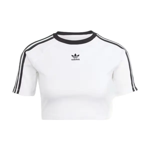 Adidas Women's 3-Stripes Baby Tee - Sporty Chic Cropped Fitted Crew Neck Top with Striped Sleeves in Stretchy Fabric for Joggers, M, Shirt, T Shirts For Women, Brand Clothing, Athleisure Wear, Casual Wear