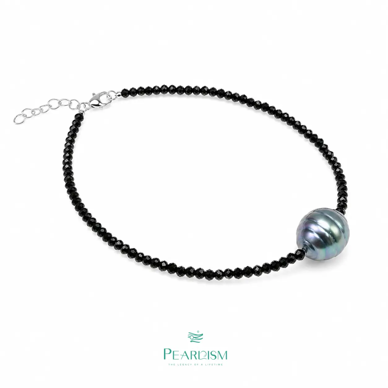 Black Tahitian Baroque Pearl Spinel Pearl Bracelet Irregular shape Black Pearl (9-11 mm)-ASBB001