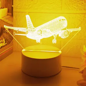 Modern Creative 3D Airplane Night Light, Atmosphere Light, Acrylic USB Powered Lamp, Warm Lighting Effect, Perfect Gift for Friends and Family