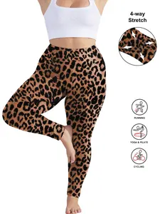 Women's High Elastic Comfortable Elegant Nine-Point Tight Leopard Print Leggings, Versatile Outerwear Bottoms, Large Size Regular Waist, 1 Piece Pack
