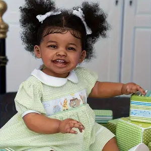 24 in (60cm) Lifelike Realistic Newborn Baby Doll, Full Body Cloth Body, Hand-Dyed Curly Hair, 2 Teeth, Vivid Black Girl Doll, Soft Cuddly Christmas Gift (Toys & Hobbies, Dolls & Stuffed Toys)