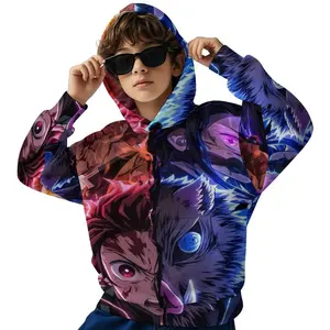 Demon Slayer Graphic Boys' Hip Hop Hoodie | Machine Washable Hooded Pullover for Teens, Urban Streetwear for Outdoor Activities & Casual Attire, Durable Print B0929-158
