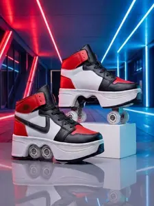 Deformation Roller Skates Shoes For Double Row 4-Wheel Skates Roller Shoes Dual-Purpose Roller Sneakers Skateboard Shoes Shoes With Wheels