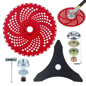 9 Inch 36T Carbide Tipped Brush   & 10 Inch 3T Heavy-Duty Weed Eater  with  Adapter Kit - Compatible with Weed Eater, Lawn Trimmers & Brush Cutters