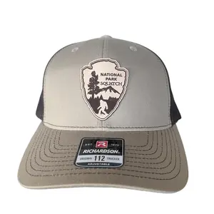 Bigfoot Forest Trucker Hat – Outdoor Adventure Cap, Richardson 112, Leather Patch Gift for Him