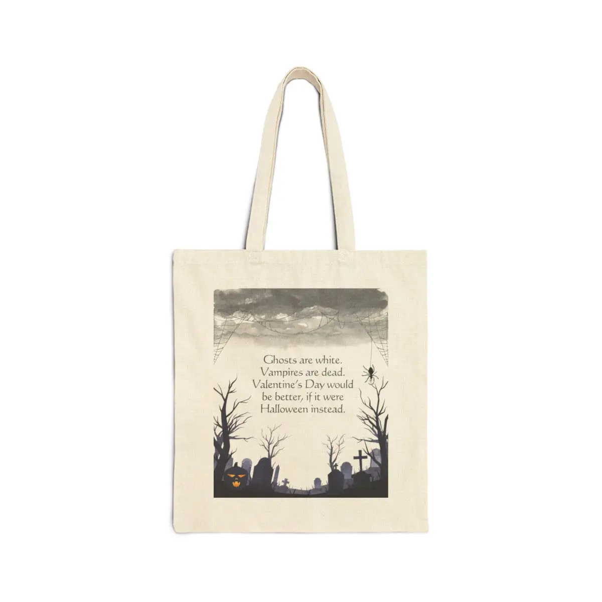Spooky Night in the Graveyard Halloween Tote Bag with Poem for Halloween Lovers and Enthusiasts
