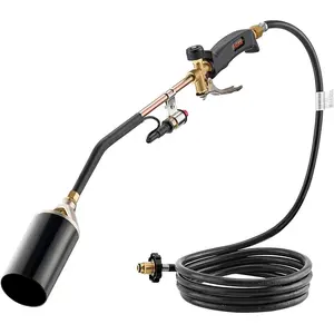 Father's Day Gift Christmas present VEVOR Propane Torch Weed Burner, High Output 1,800,000 BTU with 10 ft Hose, Heavy Duty Blow Torch with Adjustable Flame and Turbo Trigger Push Button Igniter, Flamethrower Kit for Garden Ice Snow Road