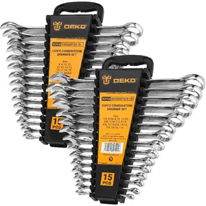 Combination Wrench Set, SAE&Metric, 30-piece, 1/4'' to 1'' & 8-22mm, 12-Point, Chrome Vanadium Steel, with Plastic Tray