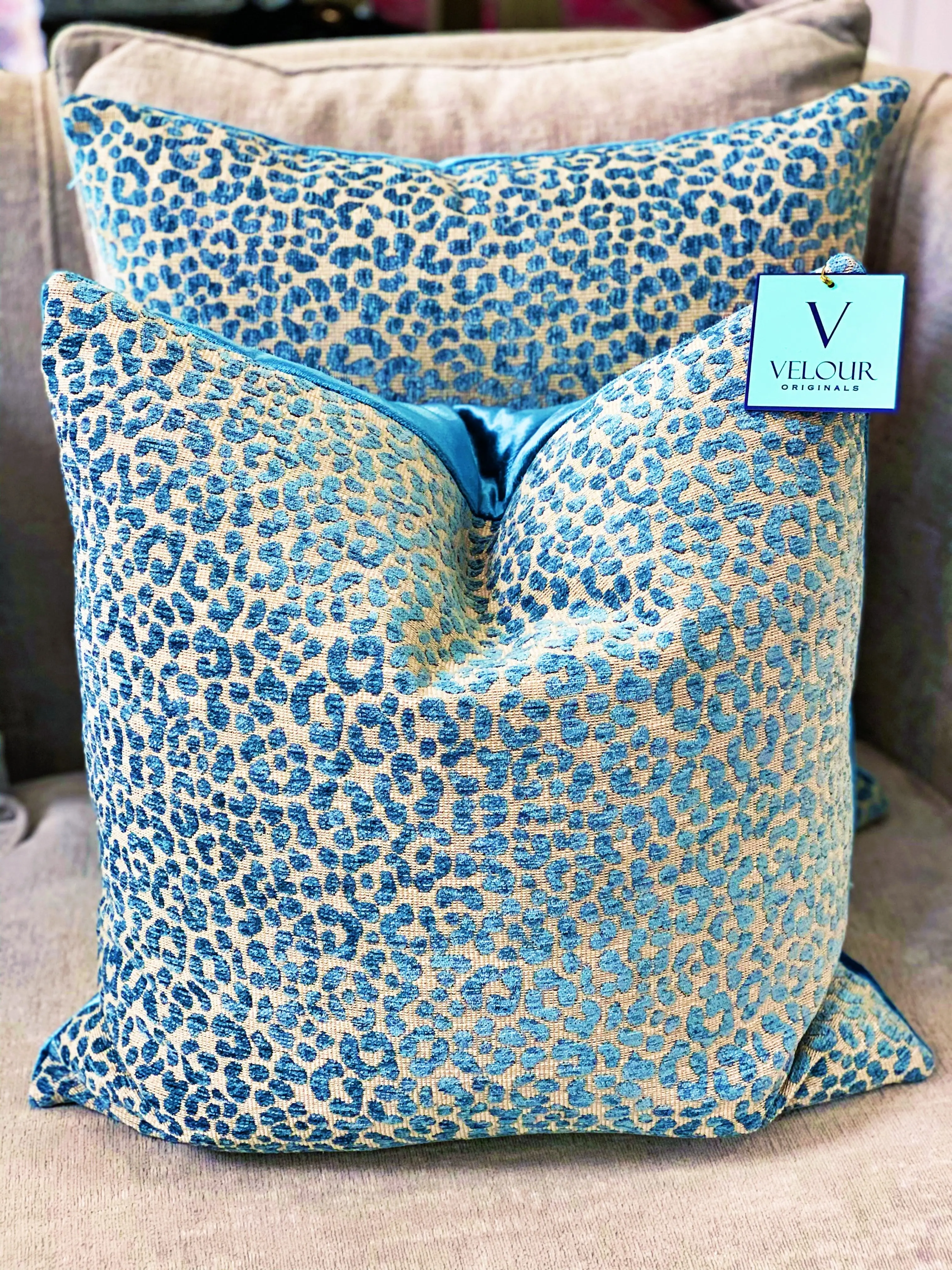 Teal Ocelot Velvet Pillows Teal Ocelot Velvet Pillows