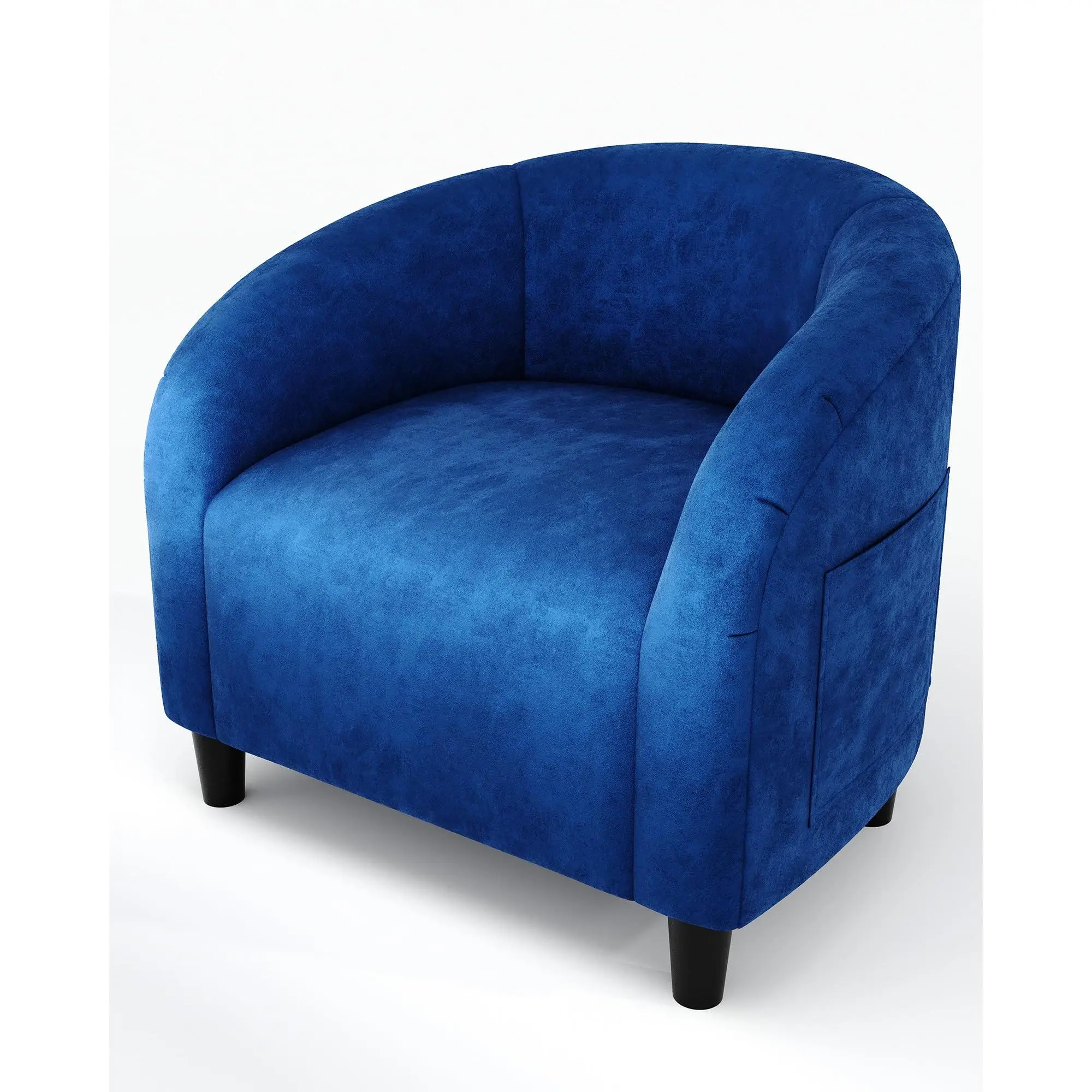 GARVEE Accent Chair Velvet Club Chair Comfy Armrest Upholstered Barrel Chair with Soft Padded Seat for Living Room Bedroom Study Waiting Room(Navy Blue)