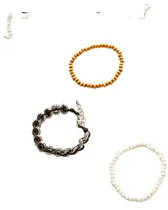 Shyanne Women's Braided Concho Cow Print Beaded Bracelet Set 4-Piece - Pb6397