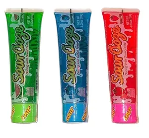 Ooze Tube  Sour Ooze Tubes, Oozing Delicious Flavor, - 1 Watermelon, 1 Strawberry, 1 Blue Raspberry, 4oz (3 Pack)