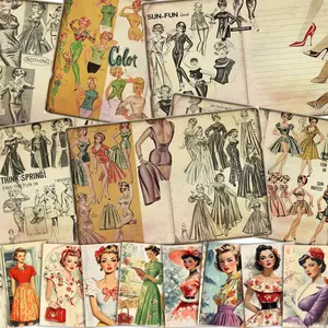 Vintage Writable DIY Decorative Paper Set with Stickers, 62pcs/set A5 Vintage Writable DIY Decorative Paper Set, Scrapbooking Supplies, Background Pad, Crafting Kit, Creative Craft Kit