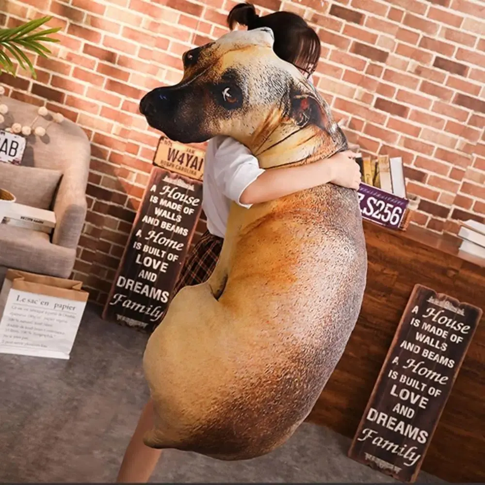 3D Lifelike Animal Cute Bend Dog Printed Throw Pillow Funny Dog Head Cosplay Children Favorite Toy Cushion for Home