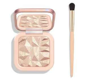Face Highlighter Palette, High Glossy Face Illuminator Palette, Natural Glow Finish, Pearl Shimmer Smooth Baked Powder, Lasting Sparkling Champagne Highlighter Makeup-SUN GLOW