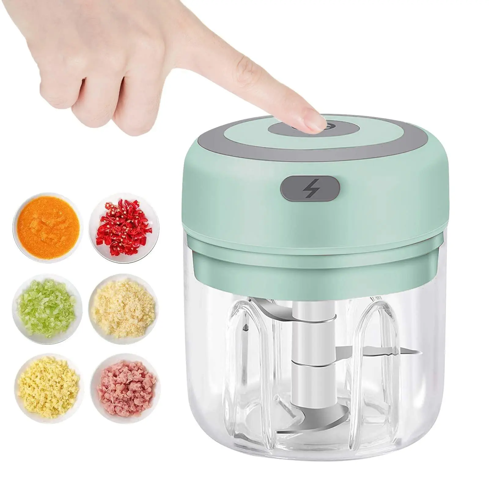 Portable USB Rechargeable Electric Garlic Chopper 250ML | Mini Food Processor for Ginger, Onion, Chili | Perfect for Renters & Students, Kitchen Vegetable Chopper, Usb Garlic Mincer, Chopper Vegetable Cutter, Portable Veggie Chopper