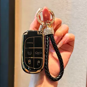 Key Fob Cover, TPU Car Keys Protector Case For For jeep Chrysler 200 300 For Dodge For RAM For Challenger For Journey Smart Remote Keyless，5 button key sleeve case cover