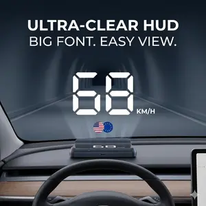 1PC Car HUD Head Up Display, Minimalist Digital Speedometer, Plug & Play MPH/KMH Real-Time Speed Projection, for Safe Driving & Night Use