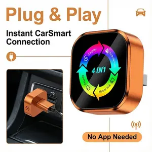 2026 New 4-in-1 CarPlay Wireless Adapter - iPhone/Android Compatible | Fast Connection, Hands-Free Calling, AirPlay, Mirror Link, Netflix, Youtube type-c adapter Bluetooth 5.0 fast transmission, ultra-HD stereo sound