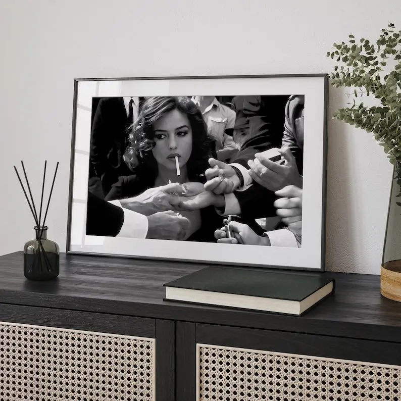 [SALE UP TO 50% + FREE SHIP] Monica Bellucci Smoking, Photography Prints, Movie Poster, Retro Wall Art, Black and White Prints, Museum Quality Wall Art poster