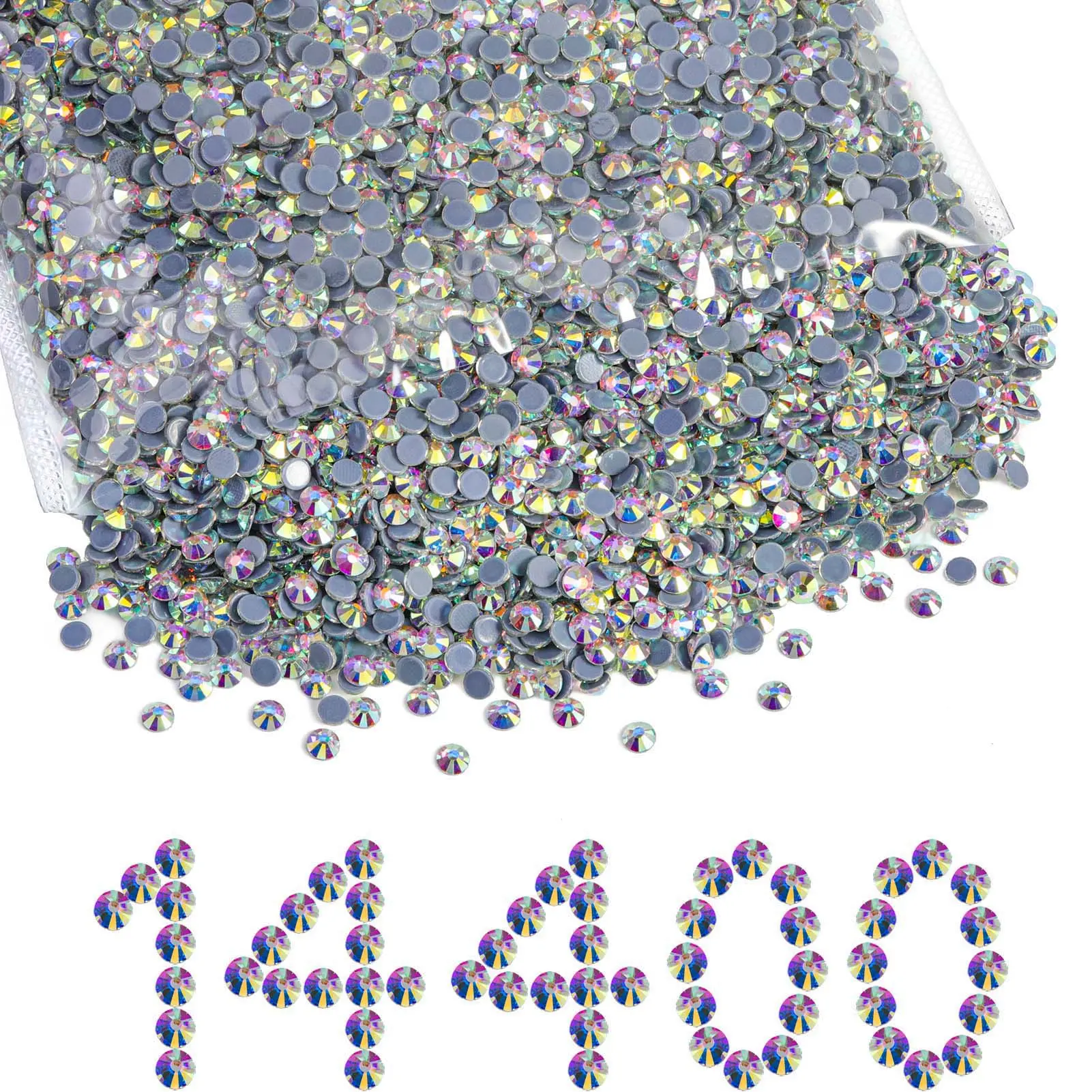 BEADSLAND Bulk Hotfix Rhinestones, SS6 Size 14400-Piece High-Quality Glass Crystals, Easy-to-Use Nail Art Decorations for Crafts, Clothes DIY Projects