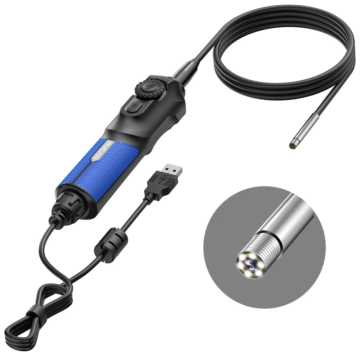 【summerfinds】MUCAR USB Endoscope Camera with Light, 0.21 Inch HD Borescope with 6 Adjustable LED Light, IP67 Waterproof Semi-Rigid Snake Camera, One Click Snapshot Inspection Borescope