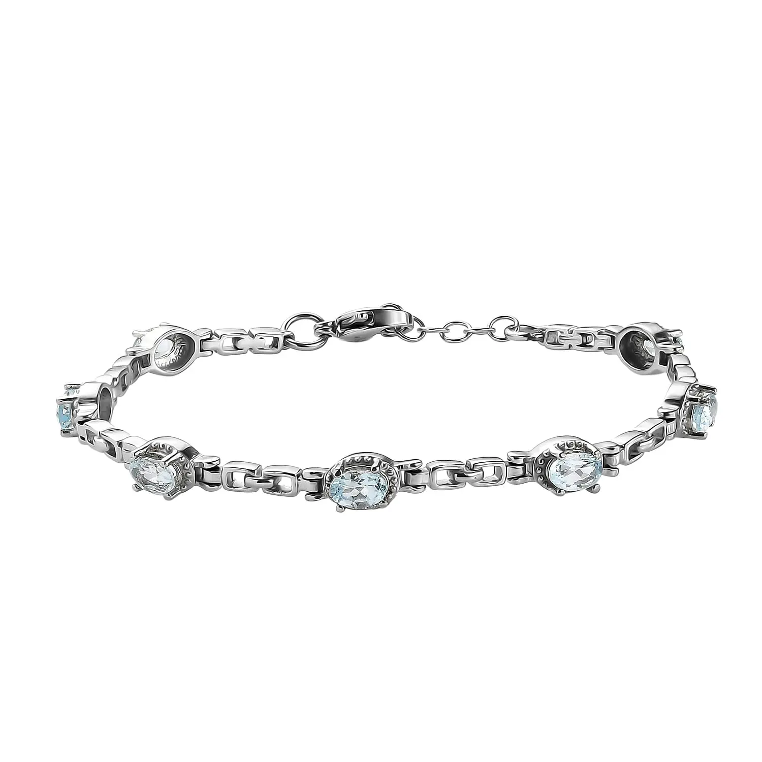 EverTrue Sky Blue Topaz 4.10 ctw Bracelet in Stainless Steel (7.00 In)