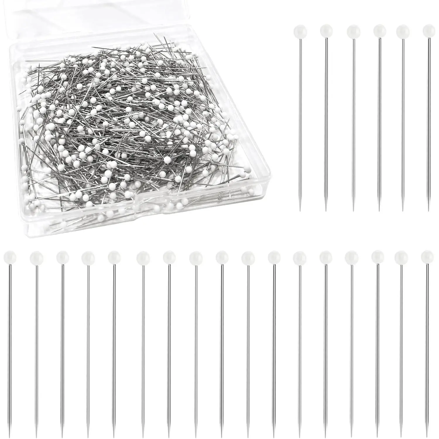 600 count Sewing Pins, Straight Pin with 1.5 Inch, White Pearlized Ball  Quilting Pins, Dressmaking Pin for Fabric,  DIY, Craft and Sewing Supplies