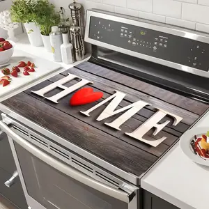 Soft Electric Stove Cover Stove Plate Cook Top Panel Protector Pad,Farm Wood Grain Letter Design, Scratch Resistant, Easy Clean, Kitchen Counter Cover, Mother's Day Gift