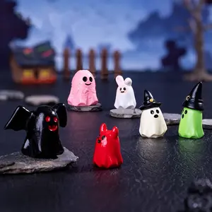 11pcs Micro Landscape Creative Cute Halloween Ghost Figures DIY Decoration Accessories Resin Ornament Set Mini Ornaments