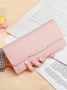 Women's Three-Fold Wallet, Trifold Wallet, Alligator Pattern with Metal Snap Buckle, Multiple Card Slots, Large Capacity, Business & Daily Use, Business Style Wallet